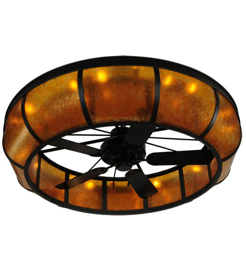 Meyda Lighting Prime 134953 56" 20-Light Oil Rubbed Bronze Dome Chandelier With Amber Mica Shade Glass and Fan