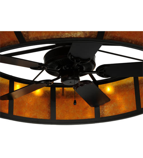 Meyda Lighting Prime 134953 56" 20-Light Oil Rubbed Bronze Dome Chandelier With Amber Mica Shade Glass and Fan