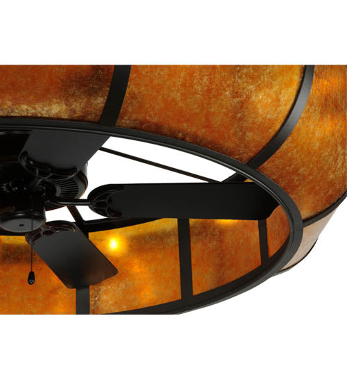 Meyda Lighting Prime 134953 56" 20-Light Oil Rubbed Bronze Dome Chandelier With Amber Mica Shade Glass and Fan