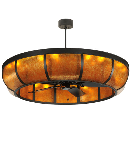 Meyda Lighting Prime 134953 56" 20-Light Oil Rubbed Bronze Dome Chandelier With Amber Mica Shade Glass and Fan