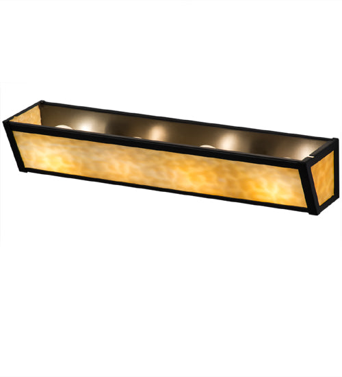 Meyda Lighting Prime 24" 4-Light Timeless Bronze Vanity Light With Beige Art Shade Glass