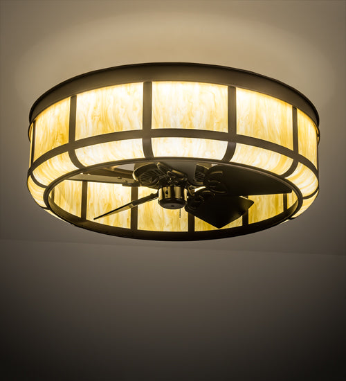 Meyda Lighting Prime 37" LED Mahogany Bronze Lanesboro Chandelier With Botticino Idalight Shade and Fan