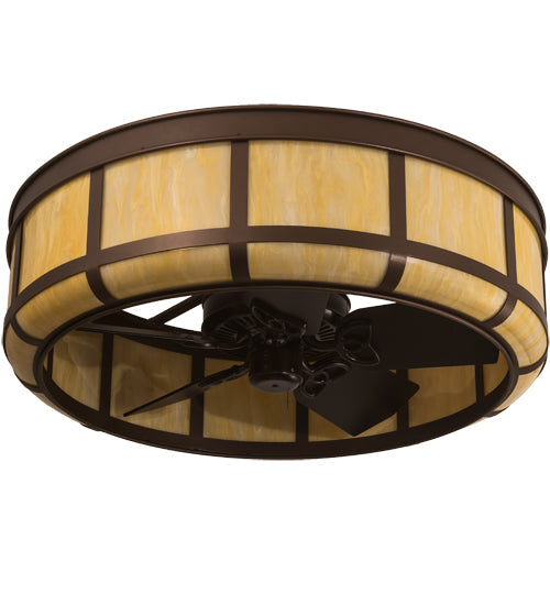 Meyda Lighting Prime 37" LED Mahogany Bronze Lanesboro Chandelier With Botticino Idalight Shade and Fan