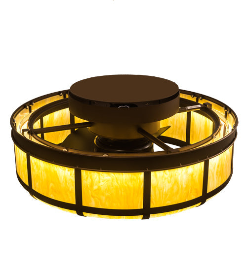 Meyda Lighting Prime 37" LED Mahogany Bronze Lanesboro Chandelier With Botticino Idalight Shade and Fan