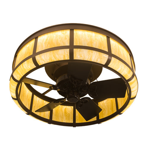 Meyda Lighting Prime 37" LED Mahogany Bronze Lanesboro Chandelier With Botticino Idalight Shade and Fan