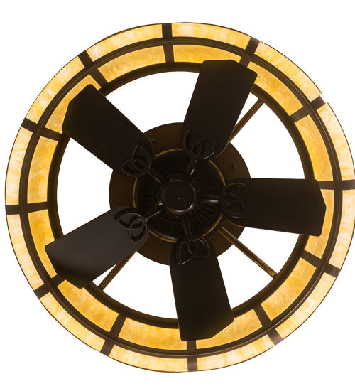 Meyda Lighting Prime 37" LED Mahogany Bronze Lanesboro Chandelier With Botticino Idalight Shade and Fan