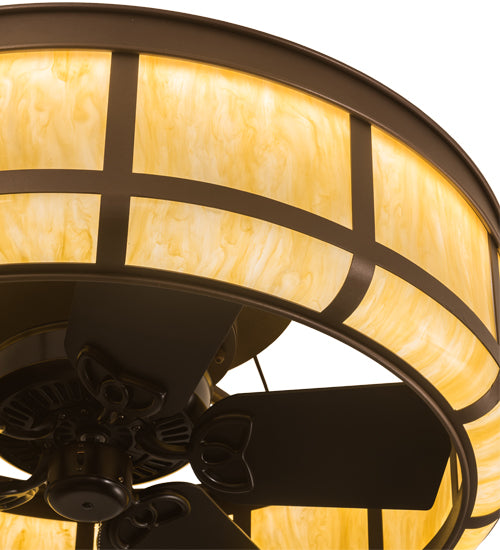 Meyda Lighting Prime 37" LED Mahogany Bronze Lanesboro Chandelier With Botticino Idalight Shade and Fan