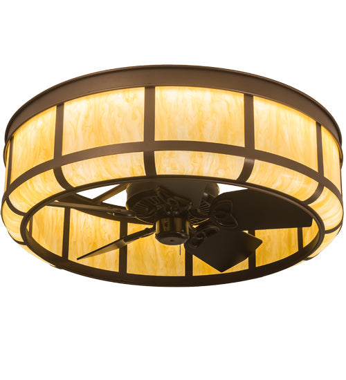 Meyda Lighting Prime 37" LED Mahogany Bronze Lanesboro Chandelier With Botticino Idalight Shade and Fan