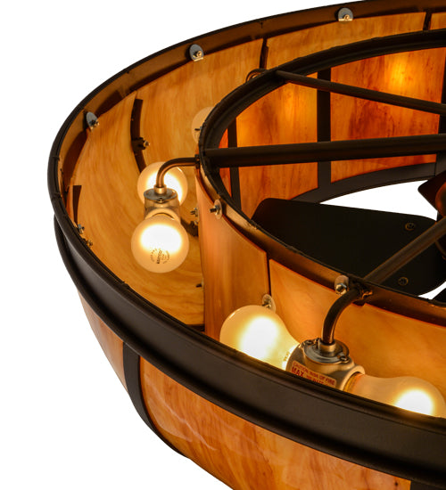 Meyda Lighting Prime 44" 16-Light Mahogany Bronze Dome Chandelier With Ambra Siena Idalight Shade Glass and Fan