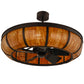 Meyda Lighting Prime 44" 16-Light Mahogany Bronze Dome Chandelier With Ambra Siena Idalight Shade Glass and Fan
