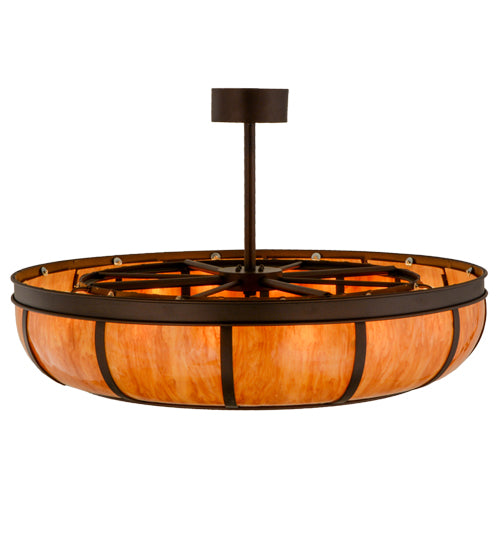 Meyda Lighting Prime 44" 16-Light Mahogany Bronze Dome Chandelier With Ambra Siena Idalight Shade Glass and Fan