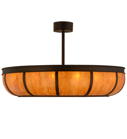 Meyda Lighting Prime 44" 16-Light Mahogany Bronze Dome Chandelier With Ambra Siena Idalight Shade Glass and Fan