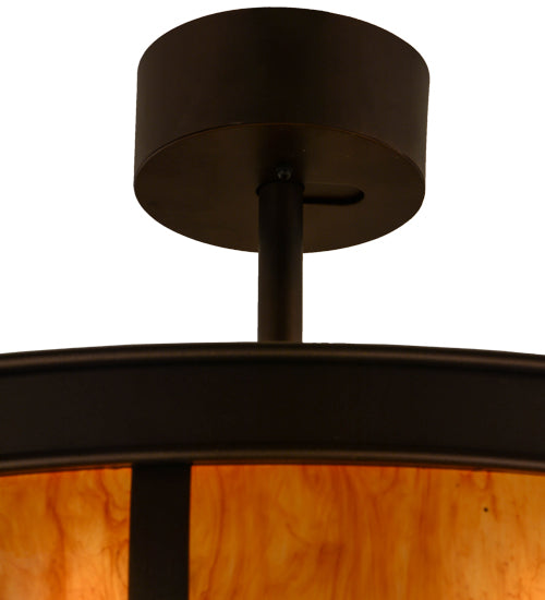 Meyda Lighting Prime 44" 16-Light Mahogany Bronze Dome Chandelier With Ambra Siena Idalight Shade Glass and Fan