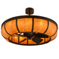 Meyda Lighting Prime 44" 16-Light Mahogany Bronze Dome Chandelier With Ambra Siena Idalight Shade Glass and Fan