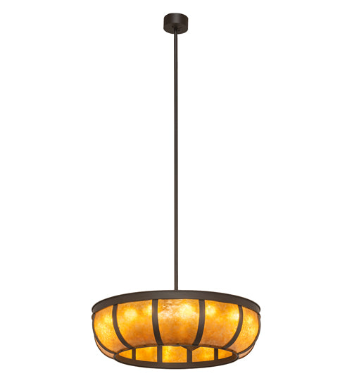 Meyda Lighting Prime 44" 16-Light Oil Rubbed Bronze Dome Chandelier With Amber Mica Shade Glass and Fan