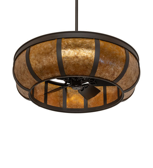 Meyda Lighting Prime 44" 16-Light Oil Rubbed Bronze Dome Chandelier With Amber Mica Shade Glass and Fan