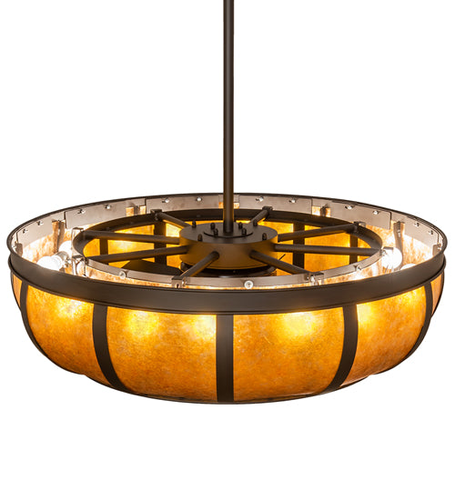 Meyda Lighting Prime 44" 16-Light Oil Rubbed Bronze Dome Chandelier With Amber Mica Shade Glass and Fan