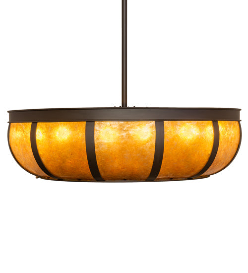 Meyda Lighting Prime 44" 16-Light Oil Rubbed Bronze Dome Chandelier With Amber Mica Shade Glass and Fan