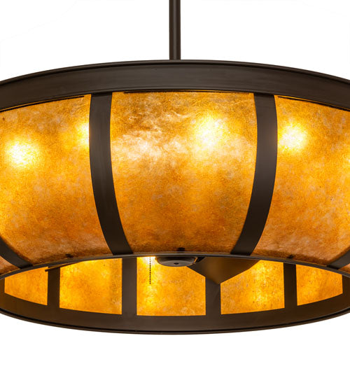 Meyda Lighting Prime 44" 16-Light Oil Rubbed Bronze Dome Chandelier With Amber Mica Shade Glass and Fan