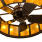 Meyda Lighting Prime 44" 16-Light Oil Rubbed Bronze Dome Chandelier With Amber Mica Shade Glass and Fan
