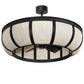 Meyda Lighting Prime 44" 6-Light Old Wrought Iron Chandelier With Creme Carrara Idalight Shade and Fan