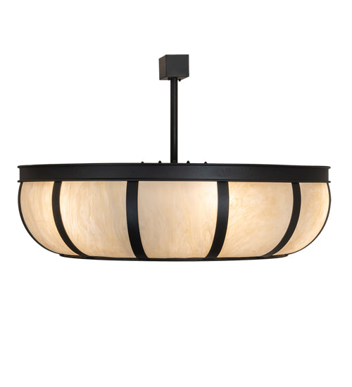 Meyda Lighting Prime 44" 6-Light Old Wrought Iron Chandelier With Creme Carrara Idalight Shade and Fan