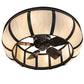 Meyda Lighting Prime 44" 6-Light Old Wrought Iron Chandelier With Creme Carrara Idalight Shade and Fan