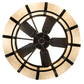 Meyda Lighting Prime 44" 6-Light Old Wrought Iron Chandelier With Creme Carrara Idalight Shade and Fan