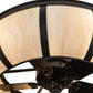 Meyda Lighting Prime 44" 6-Light Old Wrought Iron Chandelier With Creme Carrara Idalight Shade and Fan