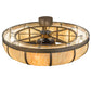 Meyda Lighting Prime 44" 8-Light Antique Copper Dome Chandelier With Beige Travertine Idalight Shade Glass and Fan
