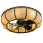 Meyda Lighting Prime 44" 8-Light Antique Copper Dome Chandelier With Beige Travertine Idalight Shade Glass and Fan