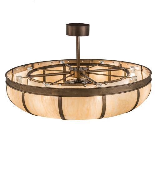 Meyda Lighting Prime 44" 8-Light Antique Copper Dome Chandelier With Sahara Taupe Idalight Shade and Fan