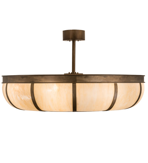 Meyda Lighting Prime 44" 8-Light Antique Copper Dome Chandelier With Sahara Taupe Idalight Shade and Fan