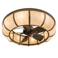 Meyda Lighting Prime 44" 8-Light Antique Copper Dome Chandelier With Sahara Taupe Idalight Shade and Fan