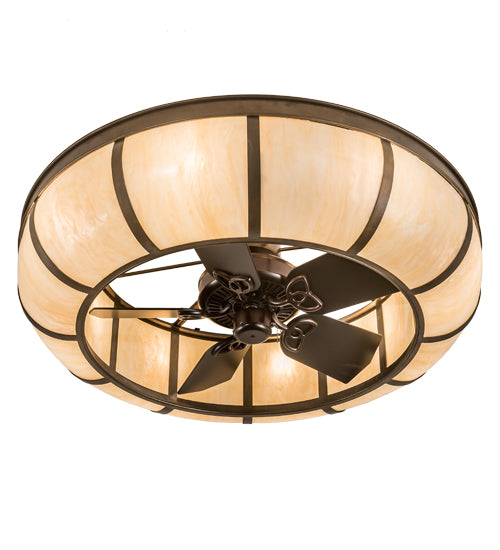 Meyda Lighting Prime 44" 8-Light Antique Copper Dome Chandelier With Sahara Taupe Idalight Shade and Fan