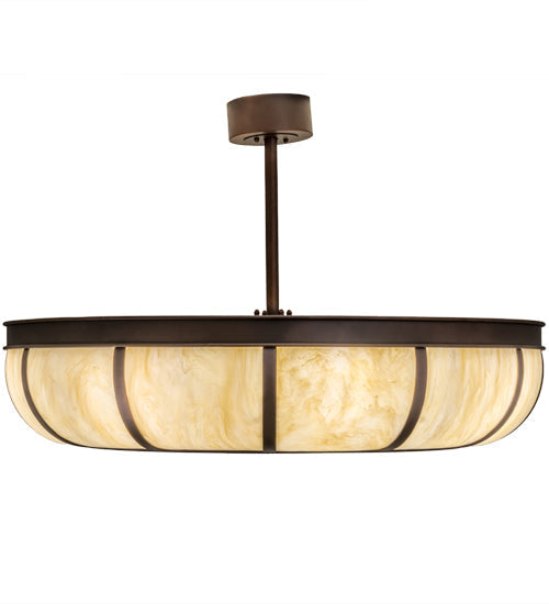 Meyda Lighting Prime 44" 8-Light Mahogany Bronze Dome Chandelier With Ivory Shade Glass and Black Fan