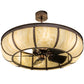 Meyda Lighting Prime 44" 8-Light Mahogany Bronze Dome Chandelier With Ivory Shade Glass and Black Fan
