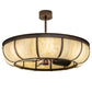 Meyda Lighting Prime 44" 8-Light Mahogany Bronze Dome Chandelier With Ivory Shade Glass and Black Fan