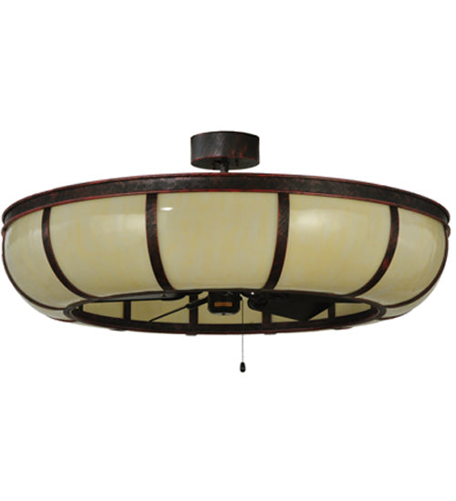 Meyda Lighting Prime 44" 8-Light Oil Rubbed Bronze Dome Chandelier With Creme Carrare Idalight Shade and Fan
