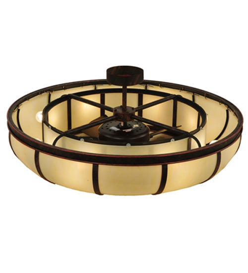 Meyda Lighting Prime 44" 8-Light Oil Rubbed Bronze Dome Chandelier With Creme Carrare Idalight Shade and Fan