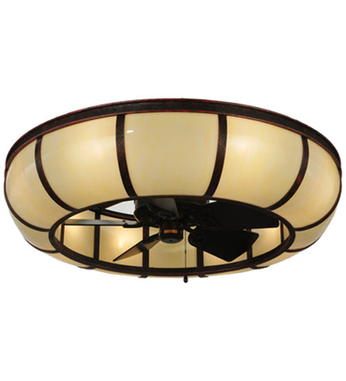 Meyda Lighting Prime 44" 8-Light Oil Rubbed Bronze Dome Chandelier With Creme Carrare Idalight Shade and Fan