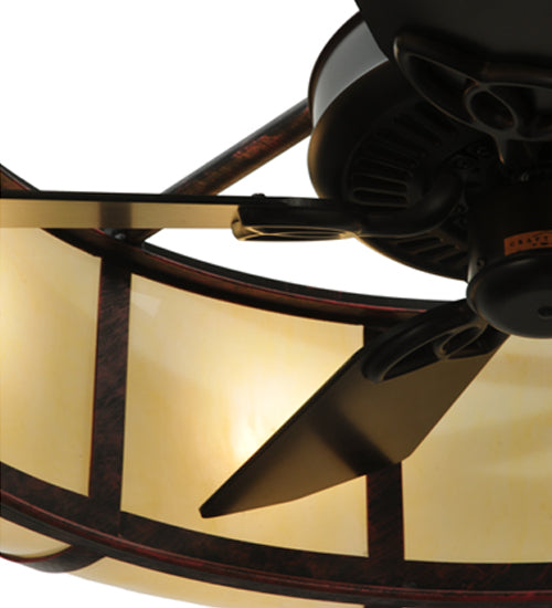 Meyda Lighting Prime 44" 8-Light Oil Rubbed Bronze Dome Chandelier With Creme Carrare Idalight Shade and Fan