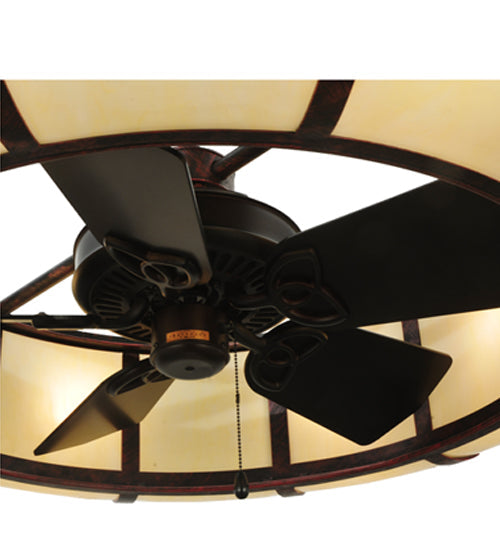 Meyda Lighting Prime 44" 8-Light Oil Rubbed Bronze Dome Chandelier With Creme Carrare Idalight Shade and Fan