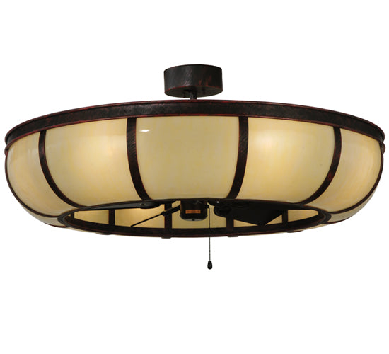 Meyda Lighting Prime 44" 8-Light Oil Rubbed Bronze Dome Chandelier With Creme Carrare Idalight Shade and Fan