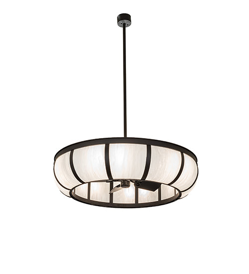 Meyda Lighting Prime 52" 12-Light Oil Rubbed Bronze Dome Chandelier With Angelwing Idalight Shade and Fan