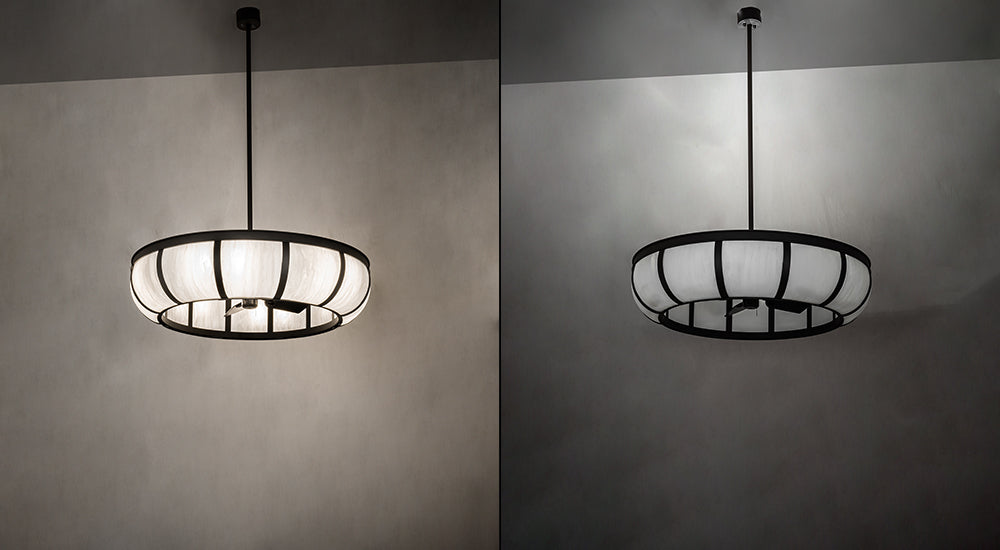 Meyda Lighting Prime 52" 12-Light Oil Rubbed Bronze Dome Chandelier With Angelwing Idalight Shade and Fan