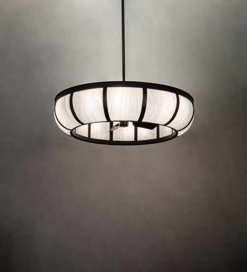 Meyda Lighting Prime 52" 12-Light Oil Rubbed Bronze Dome Chandelier With Angelwing Idalight Shade and Fan