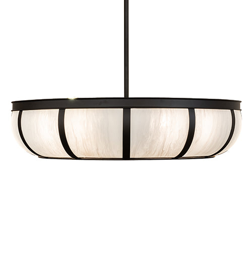 Meyda Lighting Prime 52" 12-Light Oil Rubbed Bronze Dome Chandelier With Angelwing Idalight Shade and Fan
