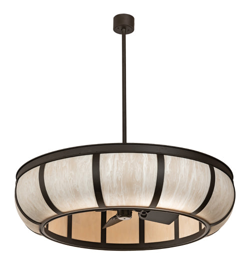 Meyda Lighting Prime 52" 6-Light Oil Rubbed Bronze Dome Chandelier With Beige Fleshtone Idalight Shade and Fan