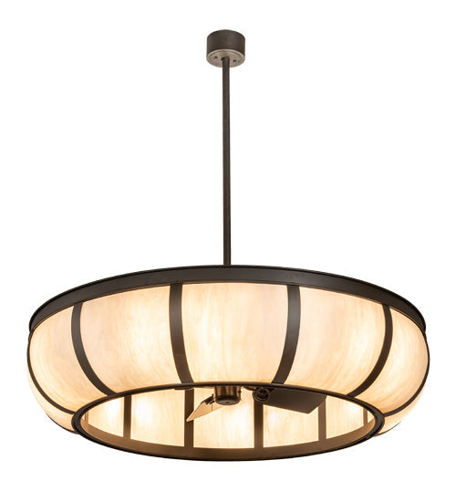 Meyda Lighting Prime 52" 6-Light Oil Rubbed Bronze Dome Chandelier With Beige Fleshtone Idalight Shade and Fan